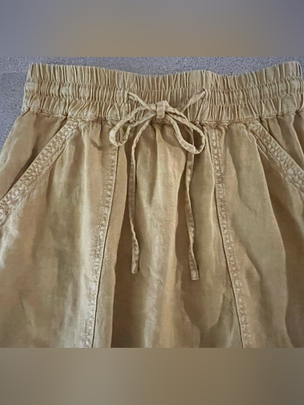 Pilcro Linen Blend Mustard/Gold Tiered Drawstring Skirt - Picture 9 of 11